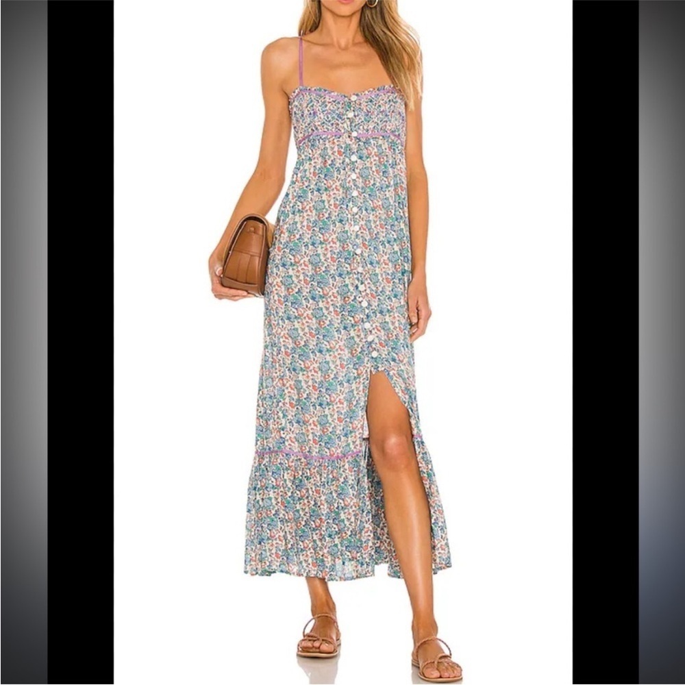 Free People Blue and White Smocked Resort Sundress - Picture 2 of 8